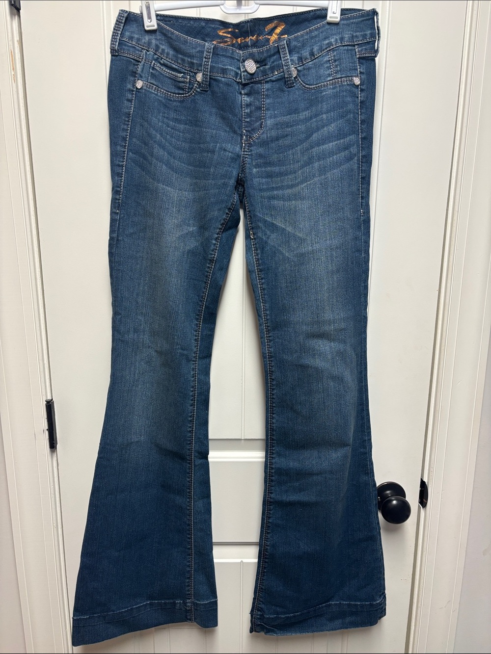 Seven7 Flare Jeans Antique Wash Stretch Denim Y2K Women's Size 28